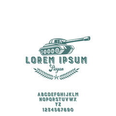 Military Aviation Emblem Logo Template with Wings and Star Badge and Tank