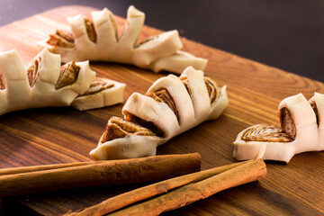 Puff pastry cinnamon rolls. Pastry dessert. food