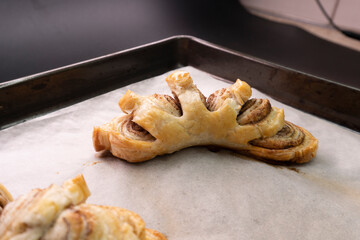 Puff pastry cinnamon rolls. Pastry dessert. food