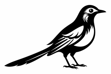 mockingbird silhouette line art vector illustration with a white background