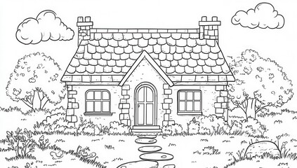 Obraz premium village house sketch