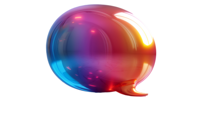 Colorful Glossy Speech Bubble Vibrant 3D Render, Modern Gradient Digital Art Element.