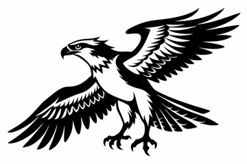 osprey silhouette line art vector illustration with a white background