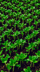 Crop sprouts close-up. Sprouts break through the ground