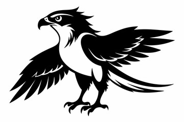 osprey silhouette line art vector illustration with a white background