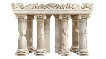 Obraz premium Ruined Greek Columns Beige 3D Pillars for Classical Architectural Designs.