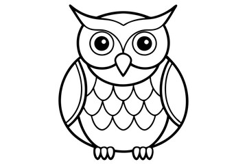 owl silhouette line art vector illustration with a white background