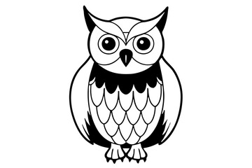 owl silhouette line art vector illustration with a white background