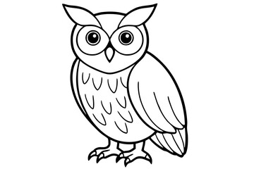 owl silhouette line art vector illustration with a white background