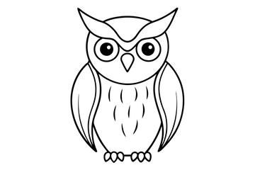 Fototapeta premium owl silhouette line art vector illustration with a white background