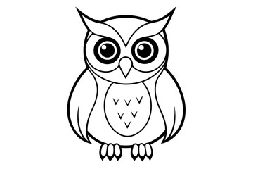 owl silhouette line art vector illustration with a white background