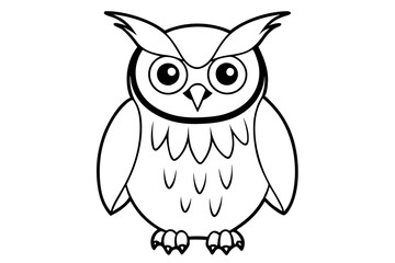 owl silhouette line art vector illustration with a white background