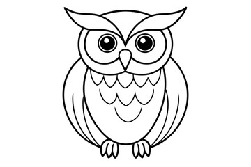 owl silhouette line art vector illustration with a white background