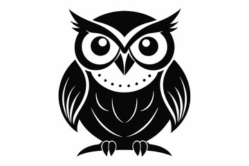 Fototapeta premium owl silhouette line art vector illustration with a white background