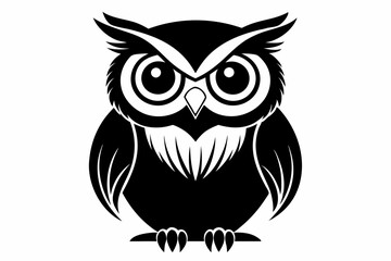 owl silhouette line art vector illustration with a white background