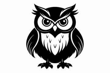 owl silhouette line art vector illustration with a white background