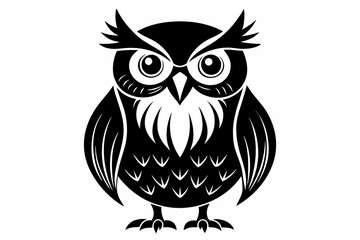 Fototapeta premium owl silhouette line art vector illustration with a white background