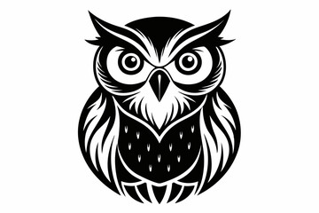 owl silhouette line art vector illustration with a white background
