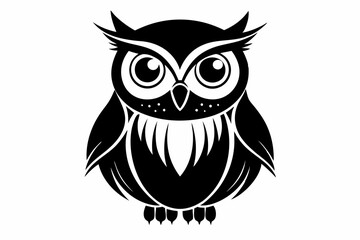 Fototapeta premium owl silhouette line art vector illustration with a white background