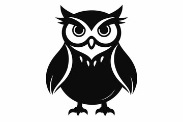 owl silhouette line art vector illustration with a white background