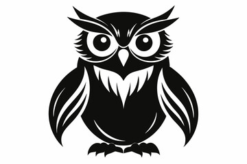 owl silhouette line art vector illustration with a white background