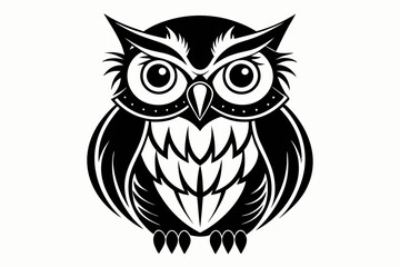 Naklejka premium owl silhouette line art vector illustration with a white background