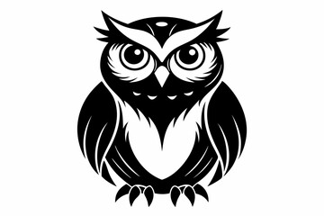 owl silhouette line art vector illustration with a white background