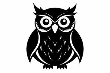 owl silhouette line art vector illustration with a white background