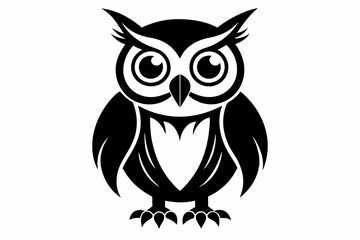 Fototapeta premium owl silhouette line art vector illustration with a white background