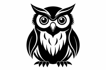 Fototapeta premium owl silhouette line art vector illustration with a white background