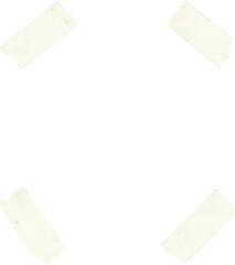 Torn masking tape pieces arranged in corners over a transparent background for creative designs.