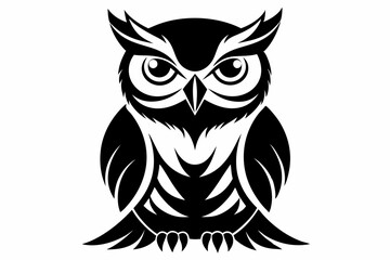 Fototapeta premium owl silhouette line art vector illustration with a white background