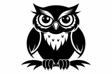 owl silhouette line art vector illustration with a white background