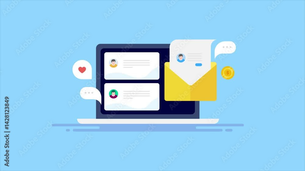 Poster email management and newsletter marketing software. send and receive message communication technolog