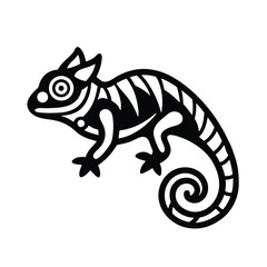 chameleon tribal style scaly texture black line art for web and graphic