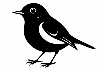 robin silhouette line art vector illustration with a white background