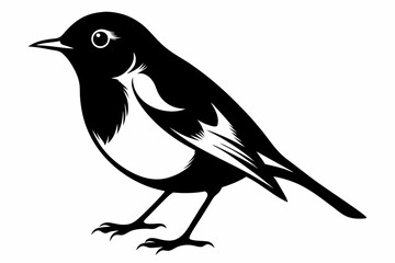 Obraz premium robin silhouette line art vector illustration with a white background