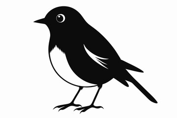 robin silhouette line art vector illustration with a white background