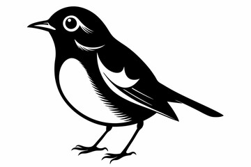 robin silhouette line art vector illustration with a white background