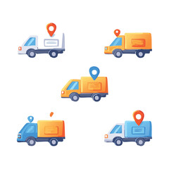 Cute Delivery Logo Cartoon Set
