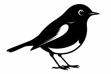 robin silhouette line art vector illustration with a white background