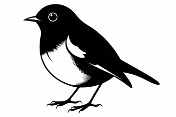 Obraz premium robin silhouette line art vector illustration with a white background