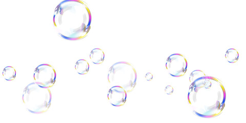 3D Shiny Bubbles PNG Clipart with Light Reflection and Transparency