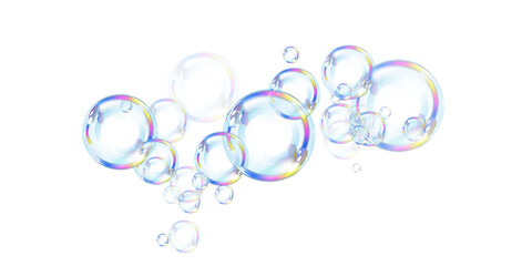 Colorful Iridescent Bubble Overlay PNG for Cleaning and Spa Designs