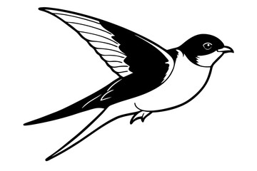 swallow silhouette line art vector illustration with a white background
