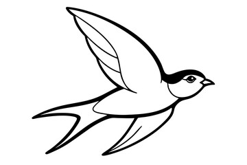 swallow silhouette line art vector illustration with a white background