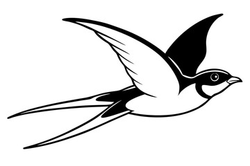 swallow silhouette line art vector illustration with a white background