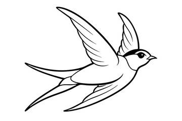 swallow silhouette line art vector illustration with a white background