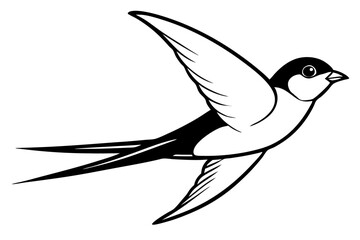 Obraz premium swallow silhouette line art vector illustration with a white background