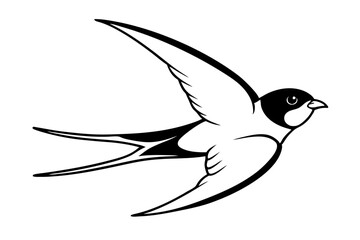 swallow silhouette line art vector illustration with a white background